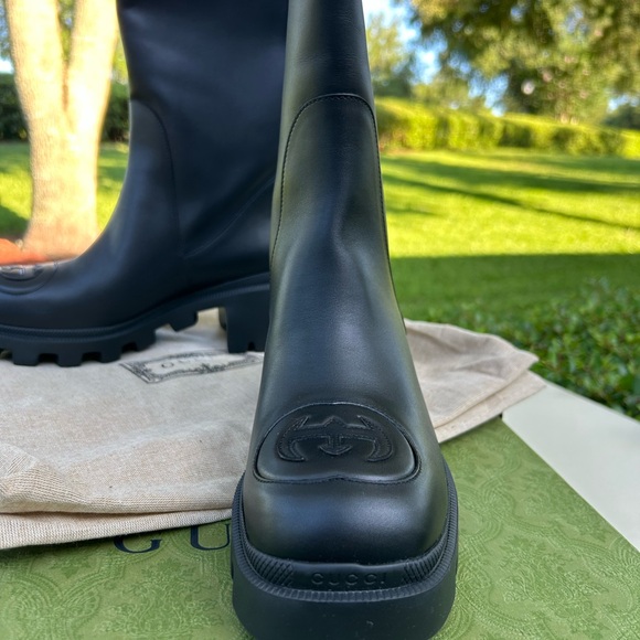 GUCCI  Women Interlocking GG High Leather Boots NIB 39.5 - Picture 4 of 12